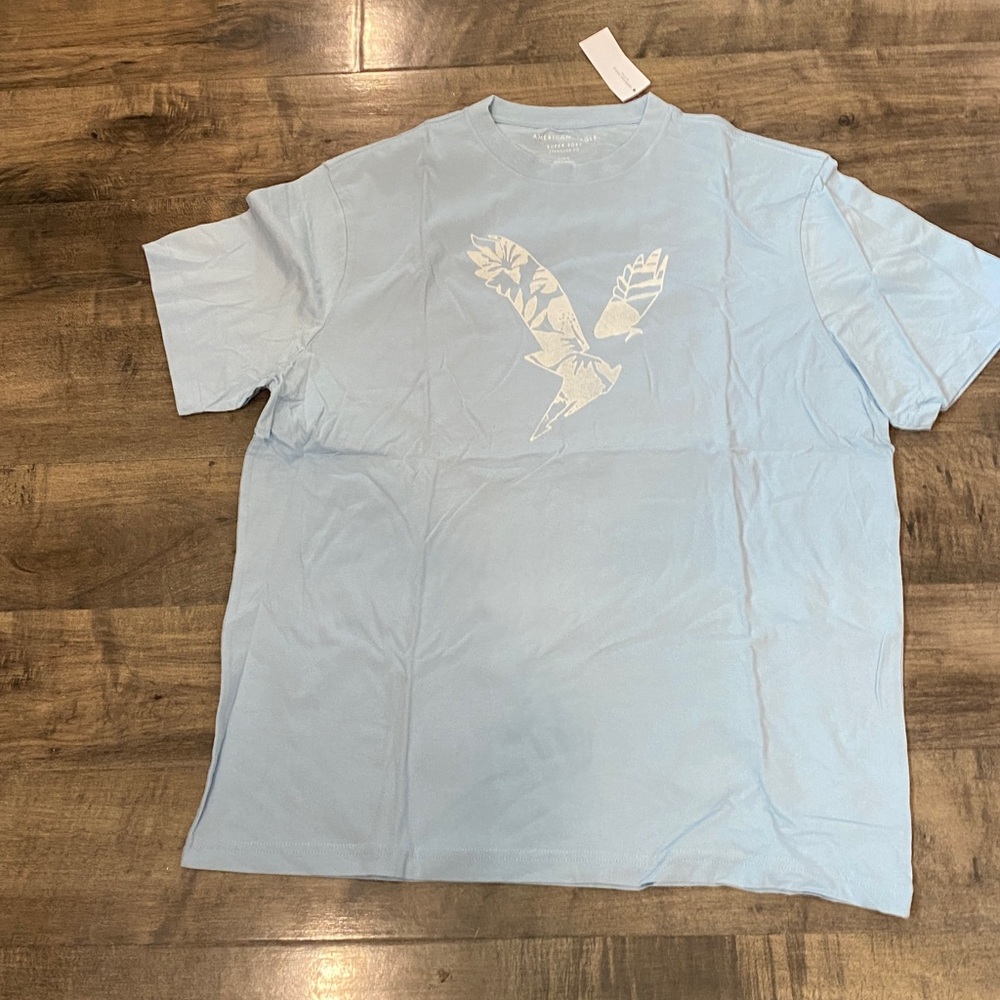 American Eagle Baby Blue Logo Shirt NWT